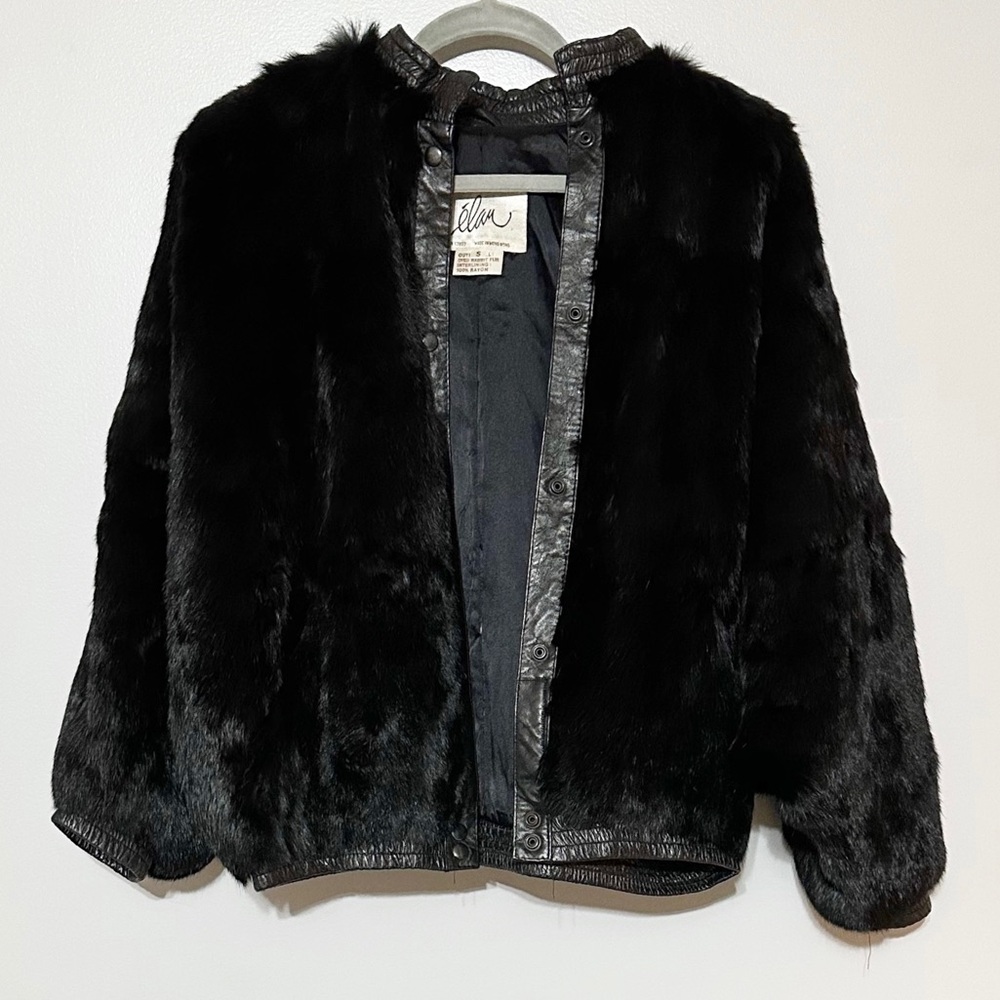 Vintage Elan Rabbit Fur Bomber Jacket Size Small‎
